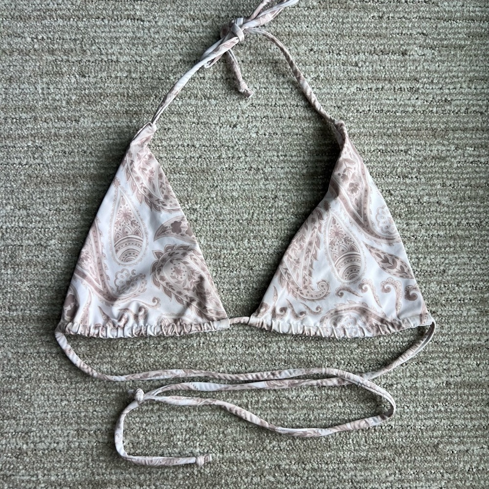 Paisley Print Bikini Top - Tan